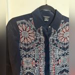 Club Monaco  Geometric Sunflower Silk Button Front Shirt Dress Photo 4