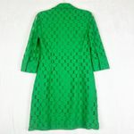 Adrianna Papell Lace Popover Shirt Dress Size 8 Mod Retro Kelly Green Pockets Photo 1