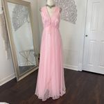 Fairy Princess Light Pink Mesh Tulle Pearl Beaded Prom Dress With Cape S / 4 Photo 2