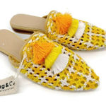 Rag N Co Mariana Woven Flat Mules With Tassels New US 8 Yellow Photo 0