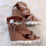 See By Chloe  37 Brown Leather Ankle Strap Wedges Photo 8