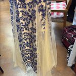 Sean Collection Elegant Blue and Nude strapless Floral Gown Photo 2