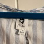 Flawless White & Blue Stripe Blouse with Keyhole Cut out Photo 3