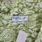 American Vintage Y2K Andria Lieu Collection Lime Green Lace Paisley Floral Mesh Baby Tee Top XS Photo 4