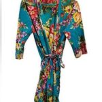 Sandy Waters women’s floral gorgeous turquoise kimono robe size medium large Pink Photo 0