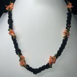 Vintage Black‎ Onyx Coral & Jade Bead Necklace Black Photo 2