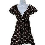 La Blanca  By Rod Beattie Brown Polka Dot Cap Sleeve Swim Cover Up Dress Medium Photo 0