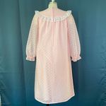 Vintage 70s Pastel Pink Lace Eyelet Ruffle Dress Photo 2