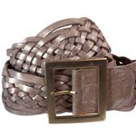 Cache Gold Metallic Woven Leather Belt Pant New Size S/M 2 1/4" Wide $128 NWT Photo 4