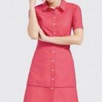 Draper James Button Up Shirt Dress Hot Pink Lattice Trim Size 6 Photo 1