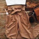 **HP** NEW High Bow Tie Waist Crop Pants & Top Set White Size L Photo 0