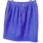 Burberry Brit Woven‎ Short Skirt Womens 6 Blue Pockets Gold Zipper Quiet Luxury Photo 0