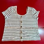 Torrid Women’s 2X Terry Cloth Stripe Top Short Sleeve Button Front Preppy Retro Photo 9