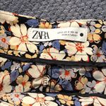 ZARA  Floral Print Satin‎ Midi Skirt Blue Cream High Waist Size Small Photo 4