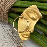 Head Vintage Unsigned Gold-tone Lady Figural Stick Brooch Photo 1