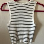 Workshop Republic Clothing The Workshop Women’s White Black Stripe Sleeveless Ribbed Sweater Tank Size S Photo 3