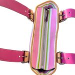 Coach Hampton Pink Striped Canvas Tan Leather Top Zipper Tote Bag Purse 5175 Photo 3
