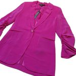 Elizabeth and James NWT Heather Blazer in Fuchsia Pink Ruched Sleeve Crepe 2 $495 Photo 5
