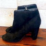 Merona Women’s Black Faux Suede Peep Toe Ankle Boots Size 9.5 Photo 0