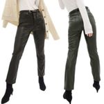Gap Vintage Slim High Rise Vegan Faux Leather Pants Green Mistletoe size 4 Photo 1