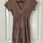 Olivia Rae  Ribbed Tiered Dress V-Neck‎ Short Sleeve Casual Brown Size Small Photo 0