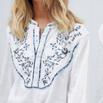 Urban Outfitters Free People Western Bohemian Sundance Kid Embroidered Pearl Snap Henley Top M L Photo 0