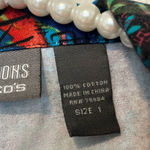 Chico's  Additions Size 1 US 8 Asian Floral Jacket Colorful Lightweight Cotton Photo 3