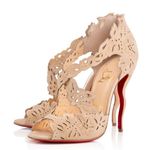 Christian Louboutin Decoupadiva 120 Suede Stiletto Heel Sandal Pumps Nude 35 Photo 0