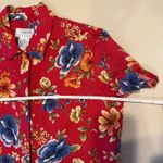 Talbots  Floral Red Shirt Dress SZ 8 Linen Cotton Button Down Cottagecore  Fall Photo 3