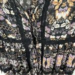 EASEL Black Floral Sheer Lace Inset Double Front Ties Kimono Cardigan Medium Photo 6