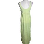 Vintage 70s Lime Green Striped Nylon Sleeveless Nightgown Plunge Neck Medium Photo 3