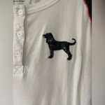 The Black Dog  Label white / black cotton, 3/4 sleeve, button up Henley top; M Photo 1