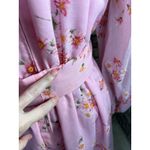 formal dress prom maxi pink floral sheer sleeves pink orange 1970s Size XL Photo 12