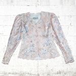 American Vintage 80s Vintage Pastel Pink Floral Lace Embellished Romantic Blazer Jacket Size 8 Photo 1