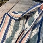 Umgee Boho Open Front Knit Crochet Poncho Sweater Cardigan Womens Size M/L Pink Size L Photo 3