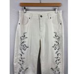 Women’s Anthony Studios Size 6 White Jeans with Silver & Grey Embroidery Photo 1