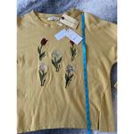 Believe... Floral Embroidered 3/4 Sleeve Cut Out Arm Tie Yellow Sweater Size XL Photo 6