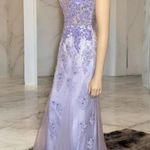 Jovani Lavender women’s Formal Evening Gown Size 8 Beaded Lace Tulle Dress Photo 2