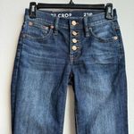 J Crew Size 23 Petite Demi Boot Crop Exposed Button Fly Solid Blue Dark Wash Photo 3