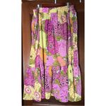 Unique Vintage EUC 3X 20  Pink Yellow Floral Midi Ruffle Skirt Photo 2