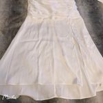 White Satin Asymmetrical Choker Ribbon Bodycon Slit Maxi Evening Wedding Dress Photo 7