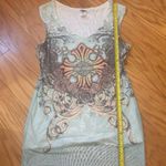 Harley Davidson Sheer Rhinestone Cross Floral Women’s Tank Top Size Large Blue Photo 6