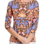 J. McLaughlin ‎ Top Wavesong Stained Glass Floral 3/4 Sleeve women’s SIZE XL Photo 0