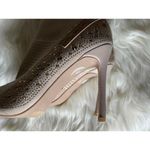 Bebe Beige Knit High Heel Ankle Boots with Rhinestone Detail Photo 7