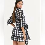 NWT La Maison Talulah Honeycomb Spot Black White Print Tie Waist Mini Dress XXS Photo 3