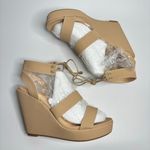 Ashley A Lisa Lace Up Ankle Strap Platform Wedge Heeled Sandals in Nude Tan Size 8.5 Photo 5