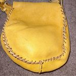 8” Leather Drum Pouch Hand Bag/Medicine Pouch with Button Closure Braided Strap Tan Photo 5