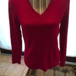Eddie Bauer Red /Raspberry Vneck sweater top size medium Photo 0