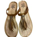 Savi Helena Gold Jelly Tassel Sandals Beach Resort Vacation Size 40 (Euro) 9 US Photo 0