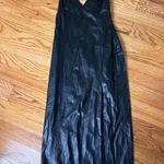 ZARA Black Faux Leather Slip Dress Photo 4